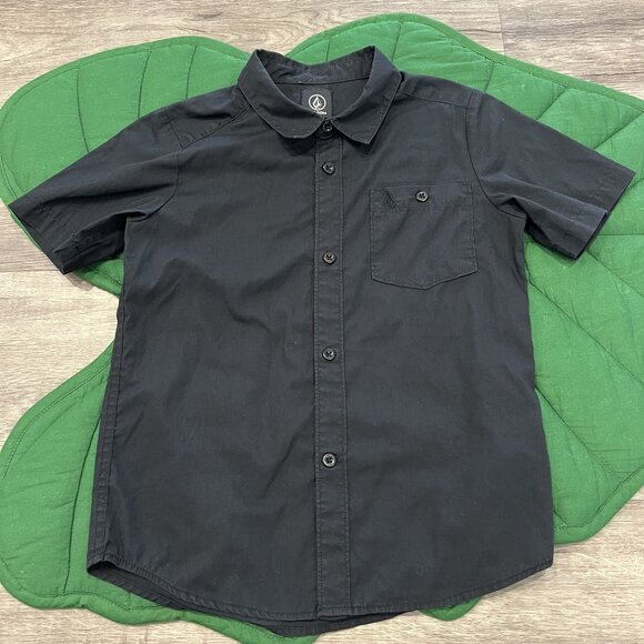 Volcom Boys Youth 7 Black Short Sleeve Button Front Shirt - Picture 1 of 4